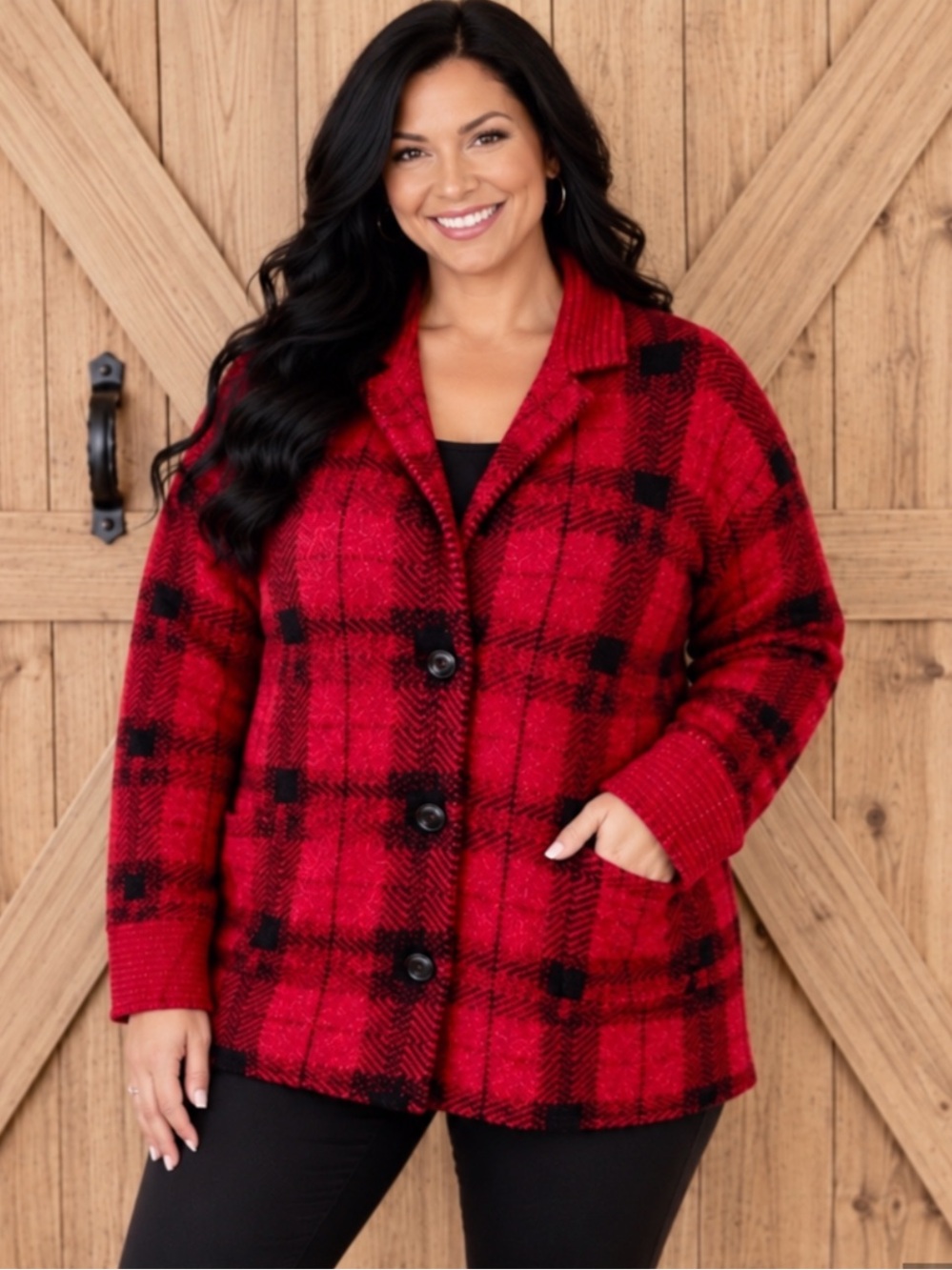Christopher & Banks Red Plaid Cardigan